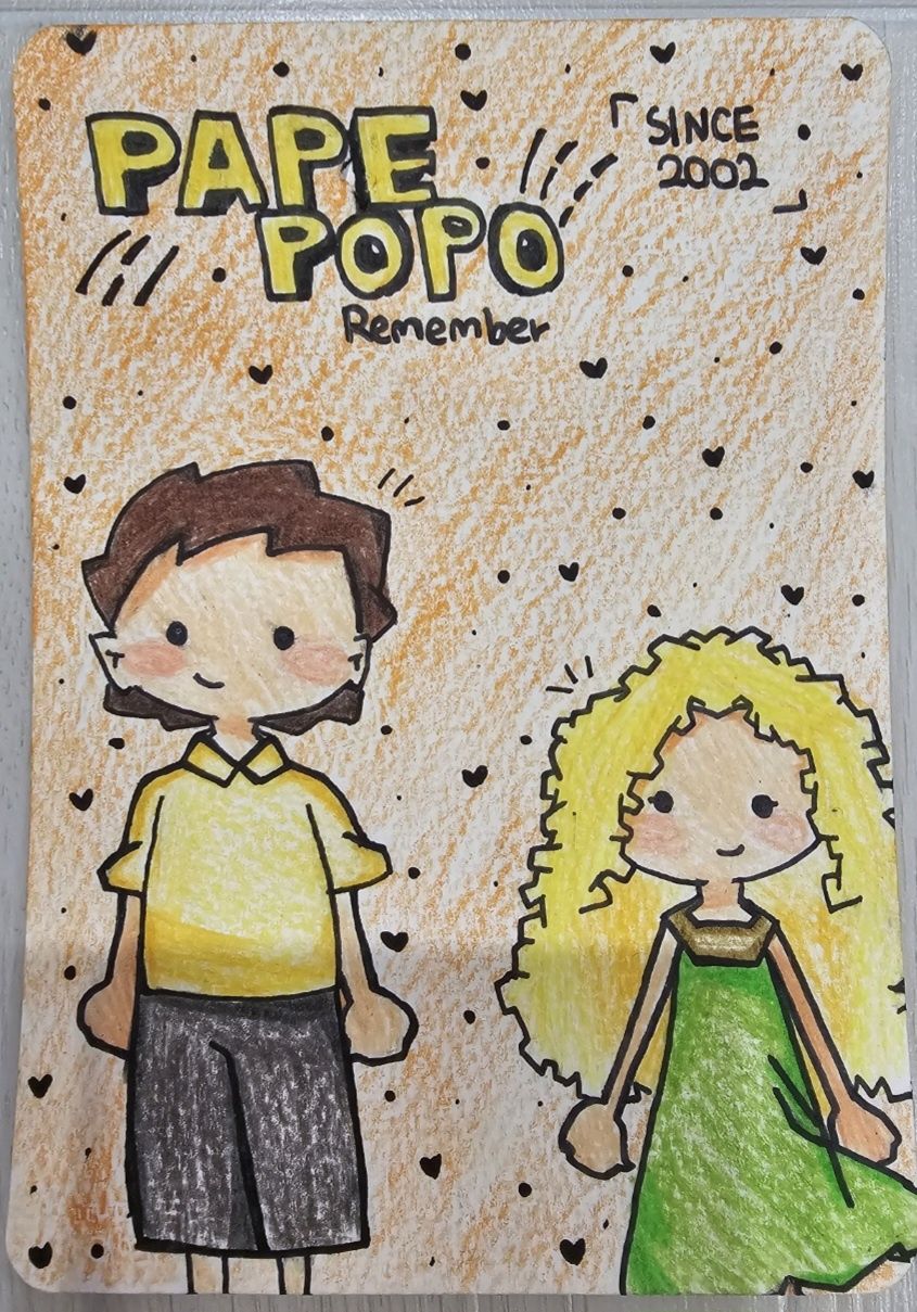 중학생 딸아이의 꿈과 미래를 응원하기 위해 구입한 작품 2장 (파페포포를 사랑하는 중학생 딸아이가 재 해석해서 그린 파페와 포포)
